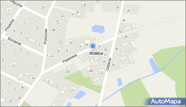 Brzeźce, Piaskowa, 1, mapa Brzeźce