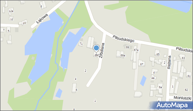 Brzeziny, Piłsudskiego Józefa, marsz., 69c, mapa Brzeziny