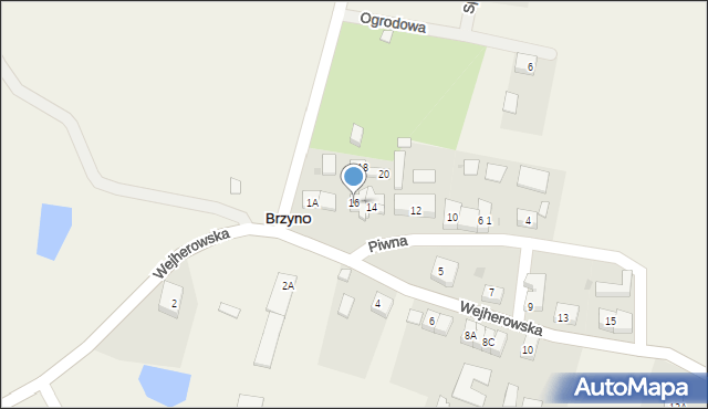 Brzyno, Piwna, 16, mapa Brzyno