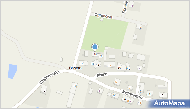 Brzyno, Piwna, 18, mapa Brzyno