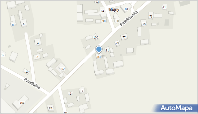 Bujny, Piotrkowska, 83, mapa Bujny