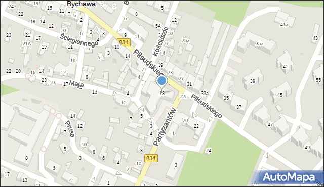 Bychawa, Piłsudskiego Józefa, marsz., 18, mapa Bychawa