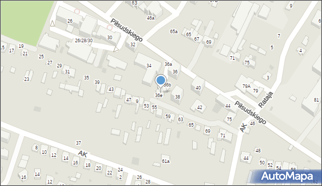 Bychawa, Piłsudskiego Józefa, marsz., 36d, mapa Bychawa