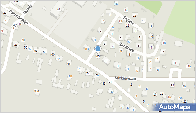 Bychawa, Piłsudskiego Józefa, marsz., 85, mapa Bychawa