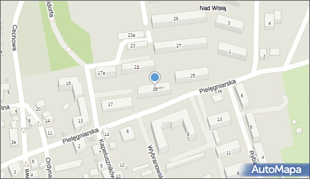 Bydgoszcz, Pielęgniarska, 19, mapa Bydgoszczy