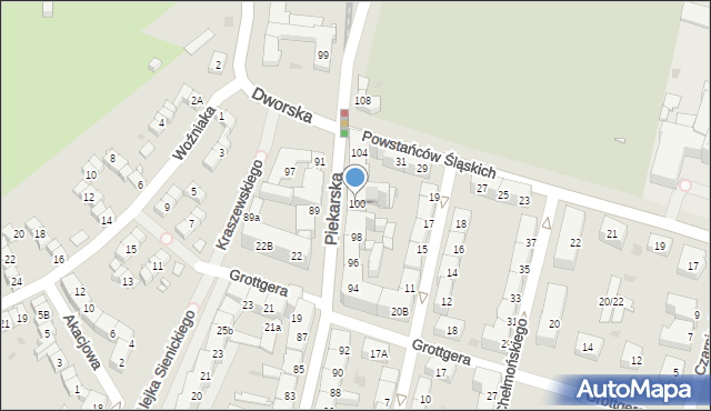 Bytom, Piekarska, 100, mapa Bytomia