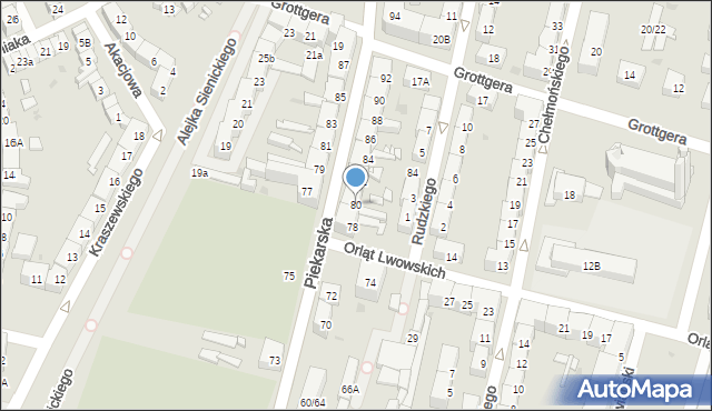 Bytom, Piekarska, 80, mapa Bytomia