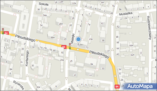 Bytom, Piłsudskiego Józefa, marsz., 71, mapa Bytomia