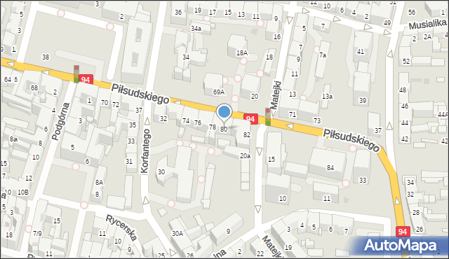 Bytom, Piłsudskiego Józefa, marsz., 80, mapa Bytomia