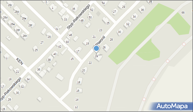Bytów, Piwonii, 24, mapa Bytów