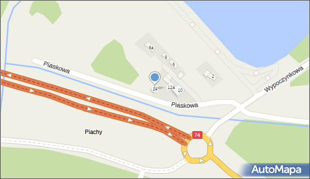 Cedzyna, Piaskowa, 14, mapa Cedzyna