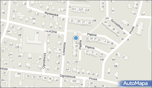 Chełm, Piękna, 27, mapa Chełma