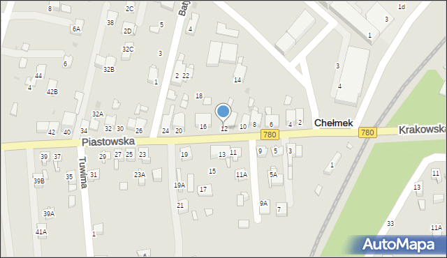 Chełmek, Piastowska, 12, mapa Chełmek