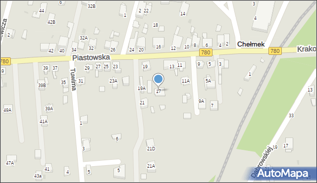 Chełmek, Piastowska, 17, mapa Chełmek