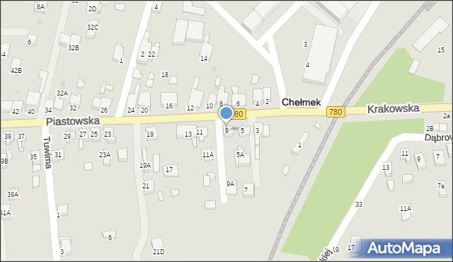 Chełmek, Piastowska, 9, mapa Chełmek