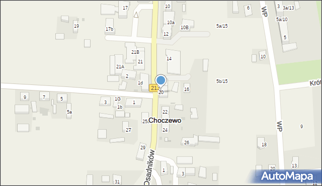 Choczewo, Pierwszych Osadników, 20, mapa Choczewo
