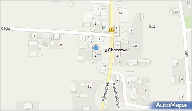 Choczewo, Pierwszych Osadników, 27, mapa Choczewo