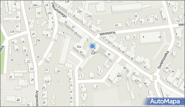 Chojnice, Piłsudskiego Józefa, marsz., 32a, mapa Chojnic