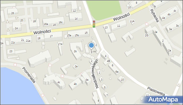 Choszczno, Piastowska, 1, mapa Choszczno