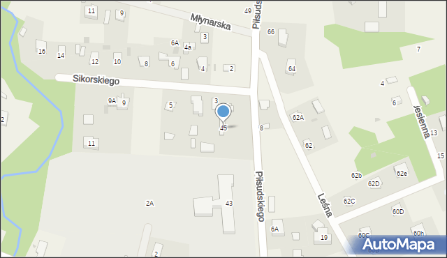 Cieksyn, Piłsudskiego Józefa, marsz., 45, mapa Cieksyn