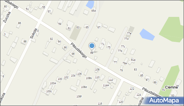 Ciemne, Piłsudskiego Józefa, marsz., 69, mapa Ciemne