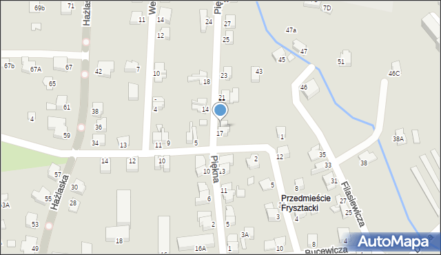 Cieszyn, Piękna, 19, mapa Cieszyna