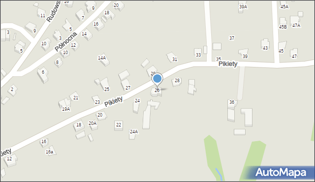 Cieszyn, Pikiety, 26, mapa Cieszyna