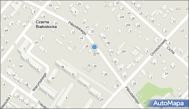Czarna Białostocka, Piłsudskiego Józefa, marsz., 22, mapa Czarna Białostocka