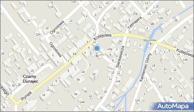 Czarny Dunajec, Piłsudskiego Józefa, marsz., 8a, mapa Czarny Dunajec