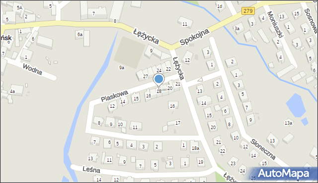 Czerwieńsk, Piaskowa, 18, mapa Czerwieńsk