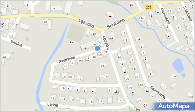 Czerwieńsk, Piaskowa, 19, mapa Czerwieńsk