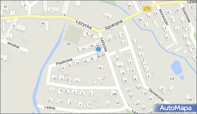 Czerwieńsk, Piaskowa, 20, mapa Czerwieńsk