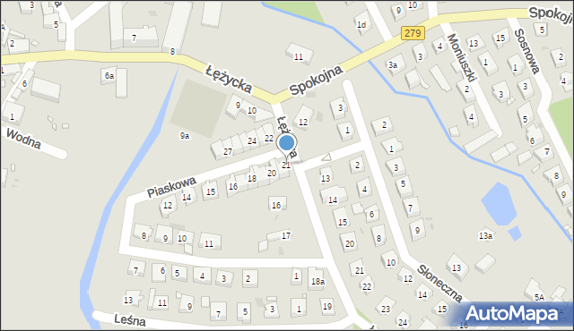 Czerwieńsk, Piaskowa, 21, mapa Czerwieńsk