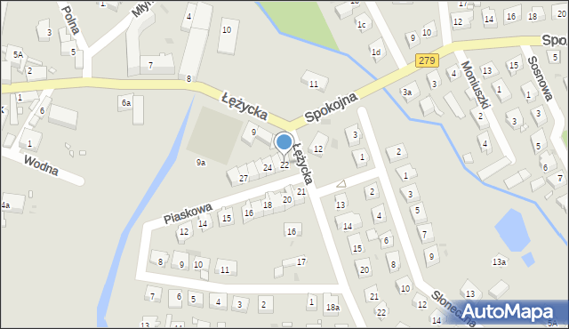 Czerwieńsk, Piaskowa, 22, mapa Czerwieńsk