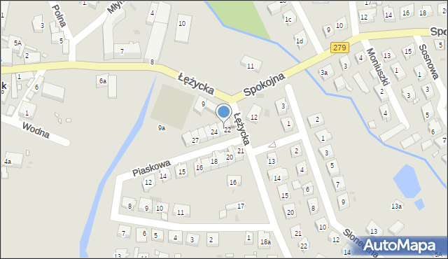 Czerwieńsk, Piaskowa, 23, mapa Czerwieńsk