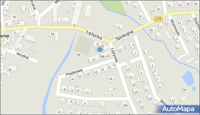 Czerwieńsk, Piaskowa, 25, mapa Czerwieńsk