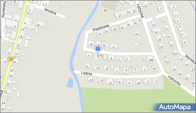 Czerwieńsk, Piaskowa, 6, mapa Czerwieńsk