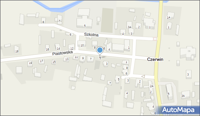 Czerwin, Piastowska, 5, mapa Czerwin