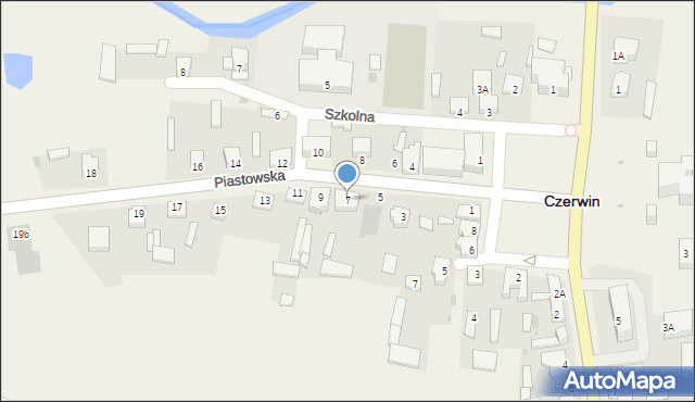 Czerwin, Piastowska, 7, mapa Czerwin