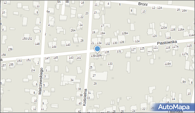 Częstochowa, Piastowska, 137/139, mapa Częstochowy