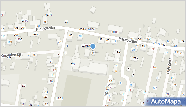 Częstochowa, Piastowska, 89, mapa Częstochowy