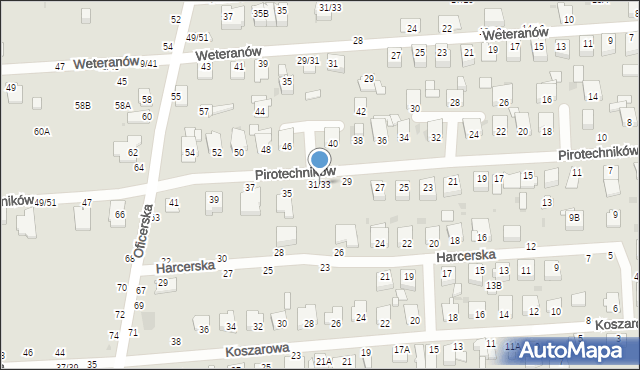 Częstochowa, Pirotechników, 31/33, mapa Częstochowy