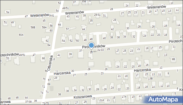 Częstochowa, Pirotechników, 35, mapa Częstochowy