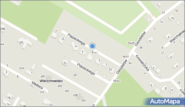 Częstochowa, Piaseckiego Mariana, dr., 7, mapa Częstochowy