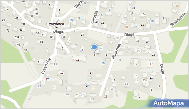Czyżówka, Piaskowa, 6, mapa Czyżówka