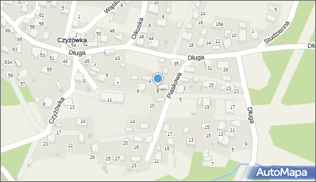 Czyżówka, Piaskowa, 8, mapa Czyżówka