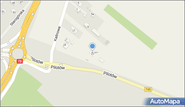 Dąbrowa, Pilotów, 21, mapa Dąbrowa