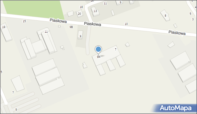 Dąbrowa, Piaskowa, 9A, mapa Dąbrowa