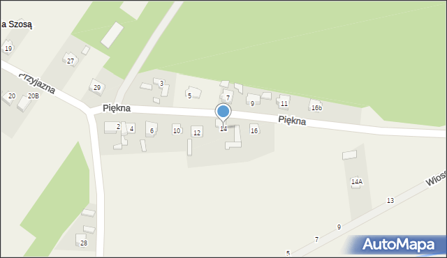 Dębska Wola, Piękna, 14, mapa Dębska Wola