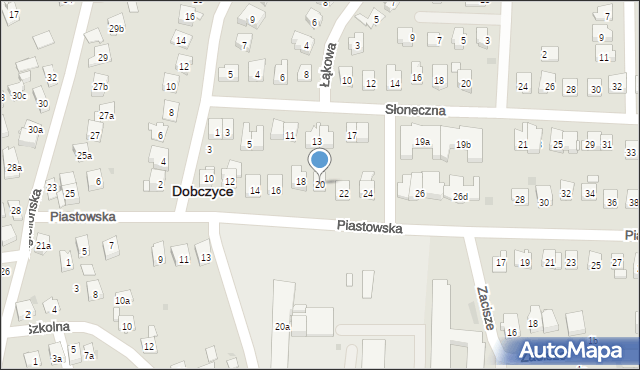 Dobczyce, Piastowska, 20, mapa Dobczyce